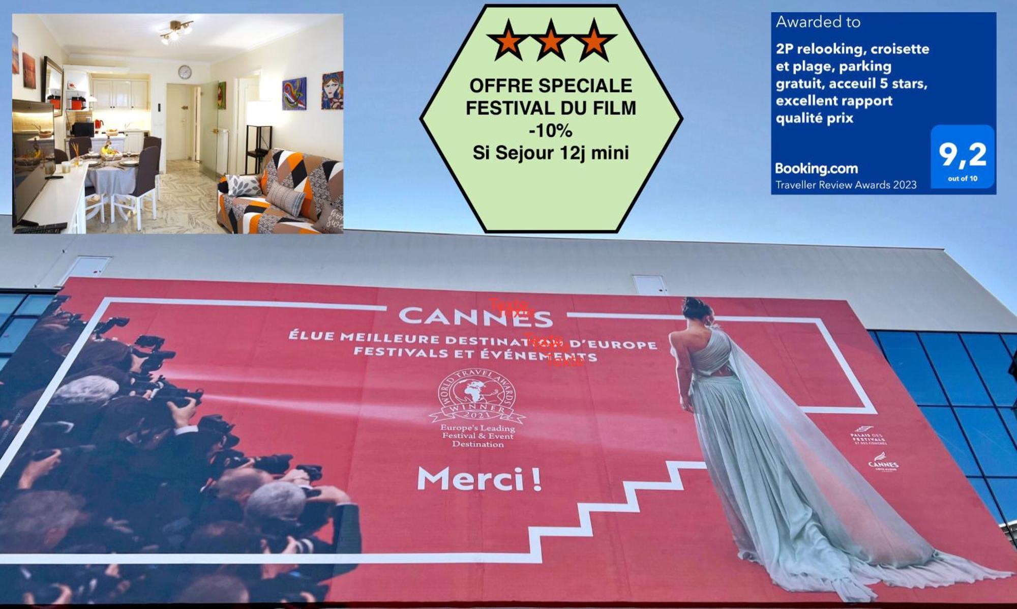 Offre Speciale Festival Film Si Sejour Superieur 12J , 2P Croisette, Grande Terrasse, Parking Gratuit, Calme, Accueil 5 Etoiles, Excellent Rapport Qualite-Prix Cannes Eksteriør bilde